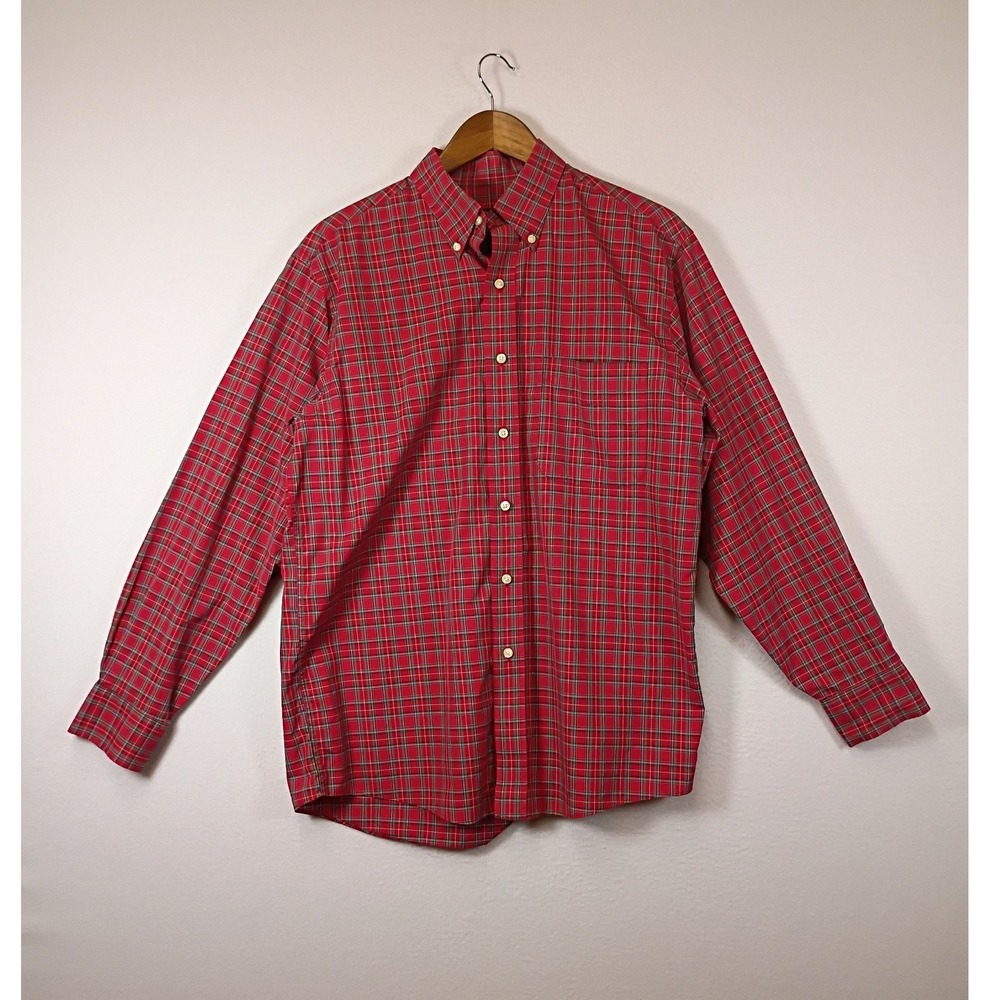 Classic‎ Preppy Jos. A. Bank Mens Medium Red Plaid Traveler's Collection Shirt